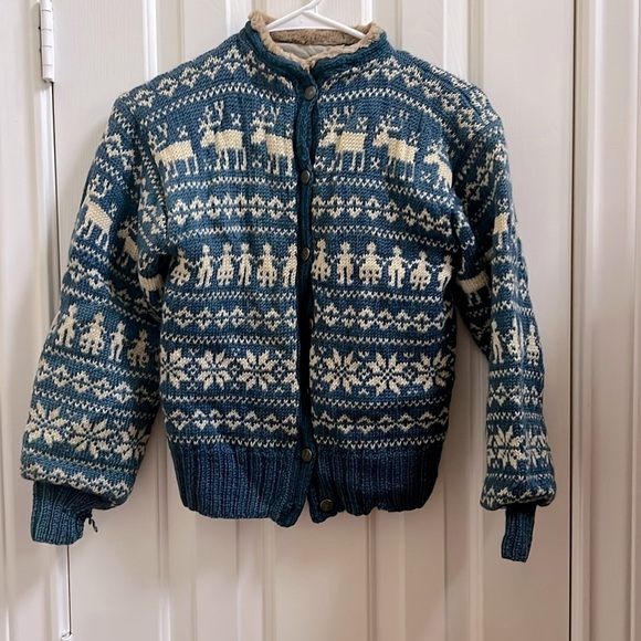 100% WOOL JUMPER BIG SWEATER HAND MADE size small vintage fur - Picture 2 of 10